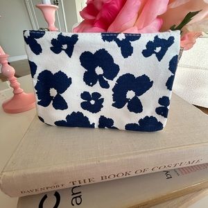 Ipsy Blue & White Floral Cosmetic Bag